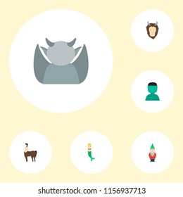 Set of character icons flat style symbols with gargoyle, monster, centaur and other icons for your web mobile app logo design.