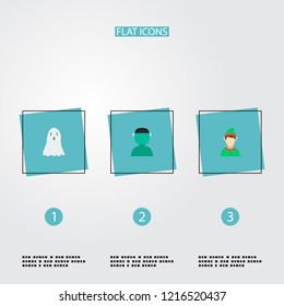Set of character icons flat style symbols with monster, ghost, gnome and other icons for your web mobile app logo design.