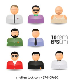 Set of character icons on white background. Vector illustration.