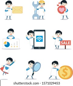 Set of character man with advertisement profession