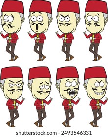 Set of character man in different exspressions. Vector illustration in cartoon style