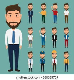 Conjunto de personaje Hombre. Personaje de la gente.