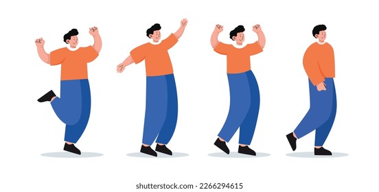 conjunto de personajes distintos movimientos ilustración vectorial