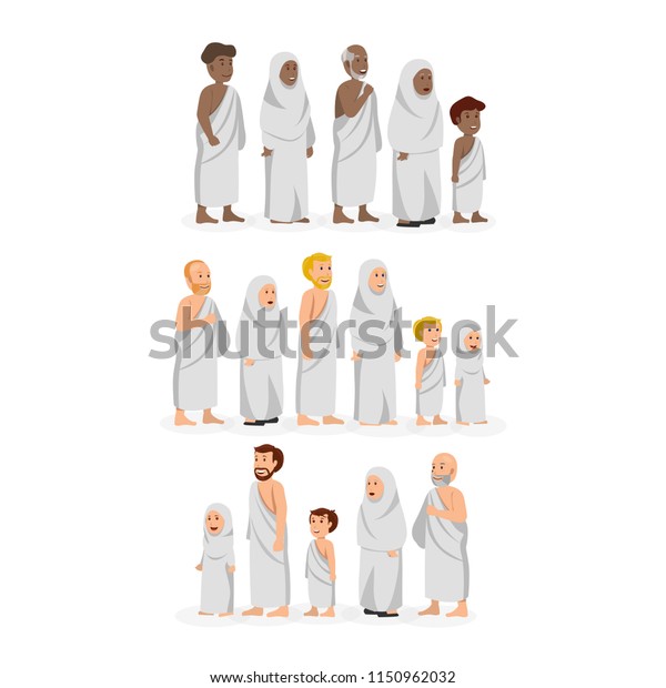 Set Character Wearing Ihram Hajj Clothing Stock Vector (Royalty Free ...