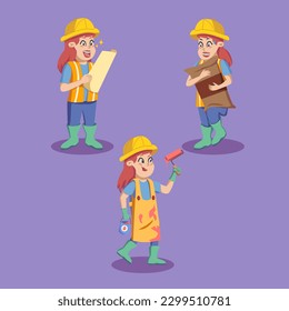 Un conjunto de personajes trabajan a las mujeres con herramientas