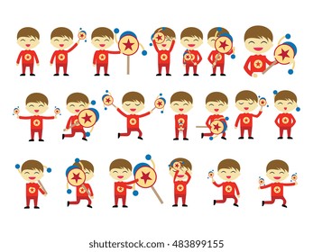 A set of characters a boy holding a toy. vector illustration. the children were playing.