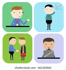 set characters of business man in flat style for use in design.