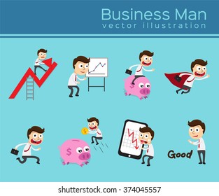set of characters businessman office worker - vector illustration