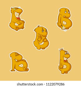 A set of characters called Bitkoyn with different characters. Vector illustration of emotions have fun, relax, enjoy, embarrassment, feelings of guilt, declaration of love, mock, taunt, deride, solid
