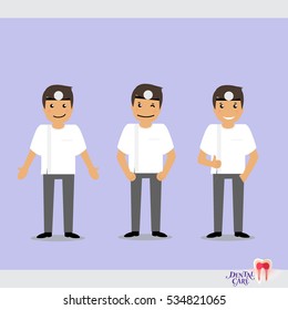 Conjunto de personajes Cartoon Dentist en diversas actividades. Ilustración vectorial.