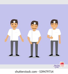Set of characters Cartoon Dentist in various activities. Vector illustration.