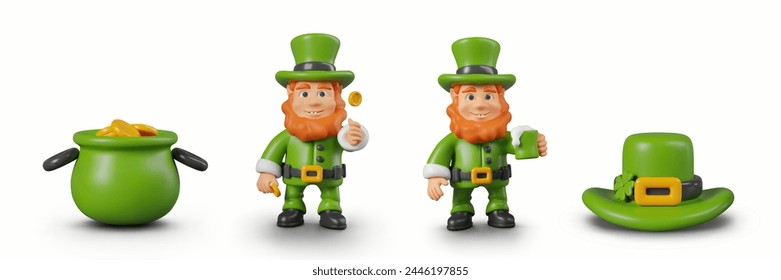 Set of characters and decorative elements for St. Patrick Day
