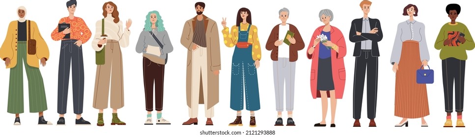 set of characters. characters with different age. collection of different characters