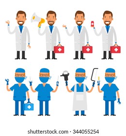 Set characters doctor and surgeon