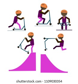 A set of characters engaged in active sport. Vector.