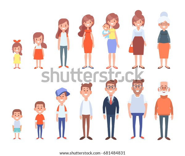 Set Characters Flat Style Men Women Stock Vector (Royalty Free) 681484831