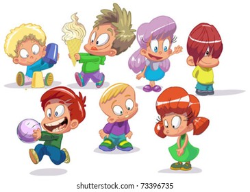 set of characters funny kids on a white background