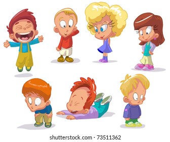 set of characters funny kids on a white background #2