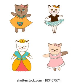 Set of characters "Funny kittens". Vector illustration.