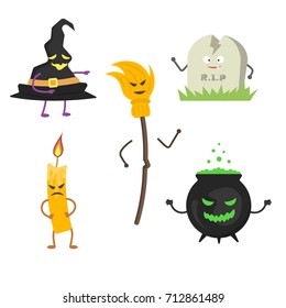 Set of characters for Halloween 2. Vector illustration in a flat style.