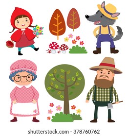 Set of characters from Little Red Riding Hood fairy tale - Shutterstock ID 378760762