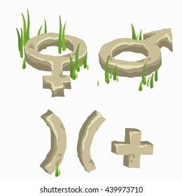 The set of characters of Mars and Venus, rates of sexuality in the horoscope isolated on a white background. Vector illustration.