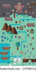 
Set of characters in medieval battle