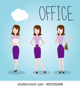 set characters office team for use in design. business people, woman