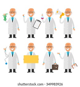 Set characters old scientist