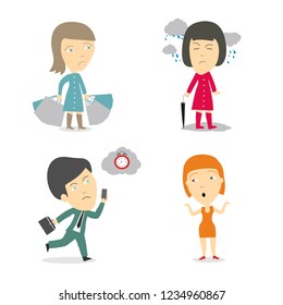 Set of characters. People with emotions of sadness. Business persona. Flat Vector Illustration