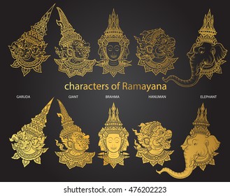 set characters of Ramayana vector