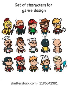 A set of characters ready for animation. Character for mobile applications and game design.