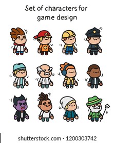 A set of characters ready for animation. Character for mobile applications and game design.