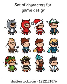 A set of characters ready for animation. Character for mobile applications and game design.