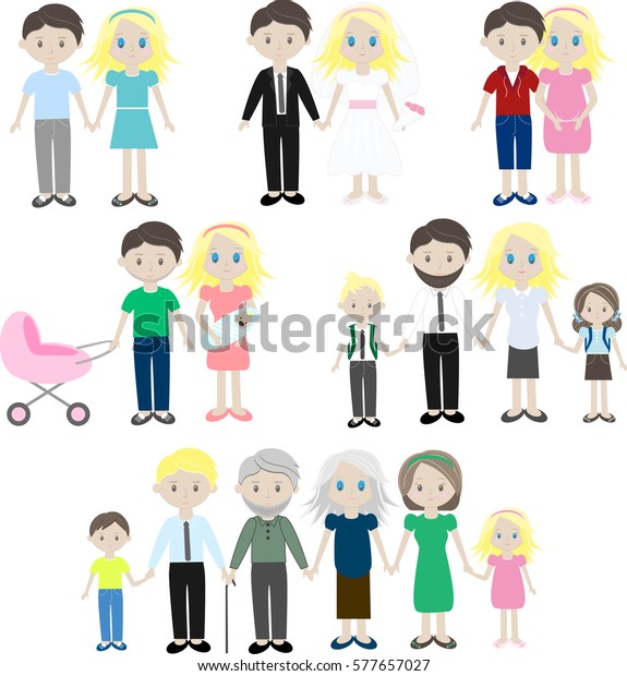 Set Characters Showing Stages Development Family Stock Vector (Royalty ...