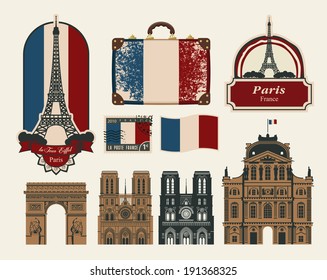 set of characters and symbols on the subject of France Paris