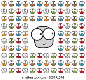 A set of characters. They are smiling and looking at each other. A simple illustration which you can use to screen (web, mobile app, video, etc.) and print (corporate identity, advertising, souvenir)