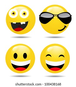 Set of characters of yellow emoticons