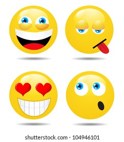 Set of characters of yellow emoticons