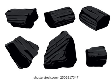 set of charcoal  vector illustration. isolated on white background. Vector eps 10. perfect for wallpaper or design elements