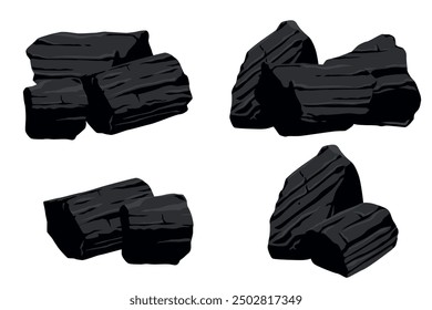 set of charcoal  vector illustration. isolated on white background. Vector eps 10. perfect for wallpaper or design elements