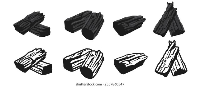 set of charcoal vector illustration. isolated on white background. Vector eps 10. perfect for wallpaper or design elements	
