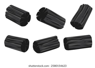 set of charcoal vector illustration. isolated on white background. Vector eps 10. perfect for wallpaper or design elements