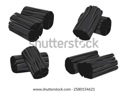 set of charcoal vector illustration. isolated on white background. Vector eps 10. perfect for wallpaper or design elements