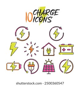 Set of Charge icon sketch Vector illustration