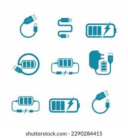 set of charge phone logo vector icon