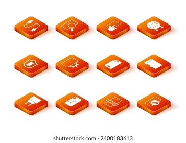Set Charger, Mobile with broken screen, shield, Phone repair service, Waterproof phone, Glass protector,  and Micro SD memory card icon. Vector