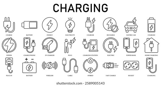 Set of Charging Icons or symbols Vector fully editable file
