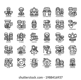 Set of Charity Element thin line and pixel perfect icons for any web and app project. 