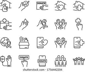 set of charity icons, donate, support, volunteer